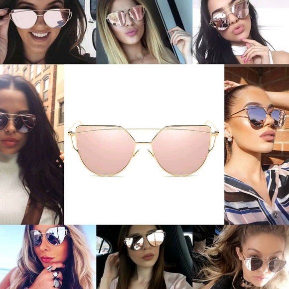 Accessories - Oversized Rose Gold Mirrored Sunglasses